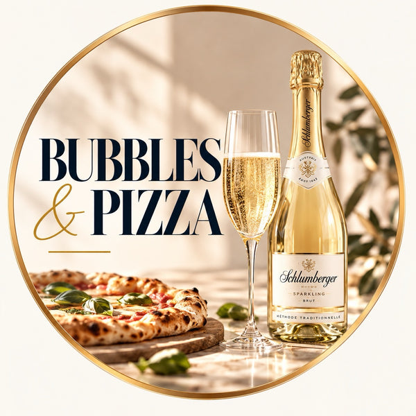 Bubbles & Pizza – Schlumberger Sparkling Brut mit Pizza