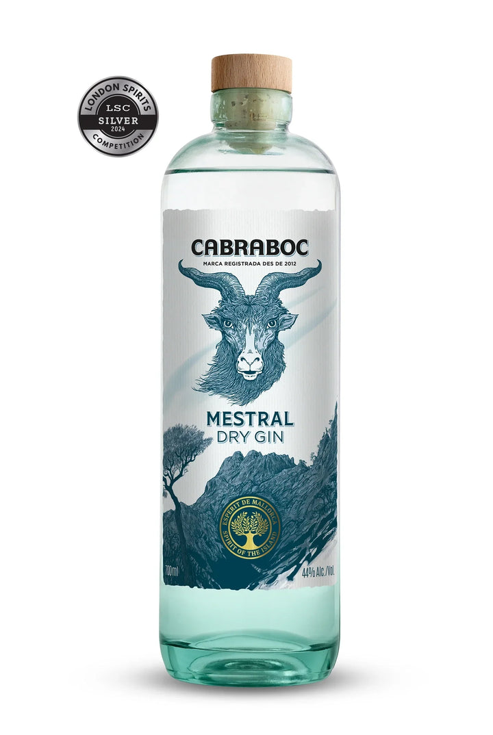 Cabraboc Mestral Dry Gin Flasche Freisteller mit LSC Auszeichnung