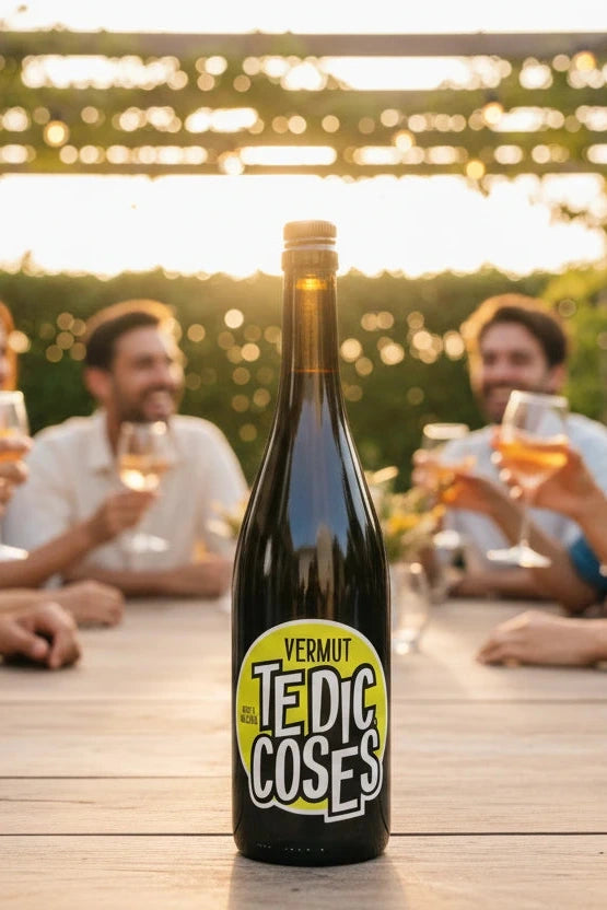 Vermut Te Dic Coses auf einem Tisch, Personen im Hintergrund