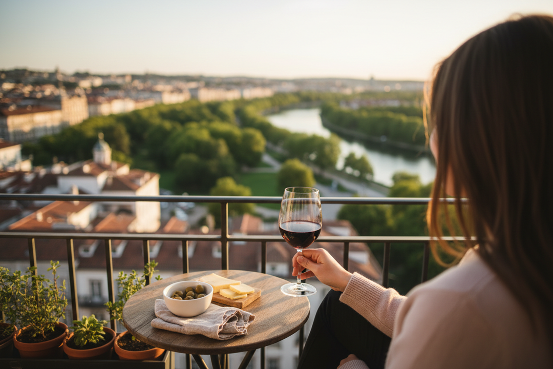 kleinerer Balkon Person mehr angeschnitten