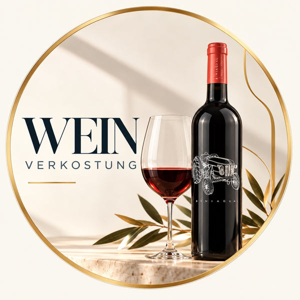Weinverkostung – Rotwein von Biniagual im Glas